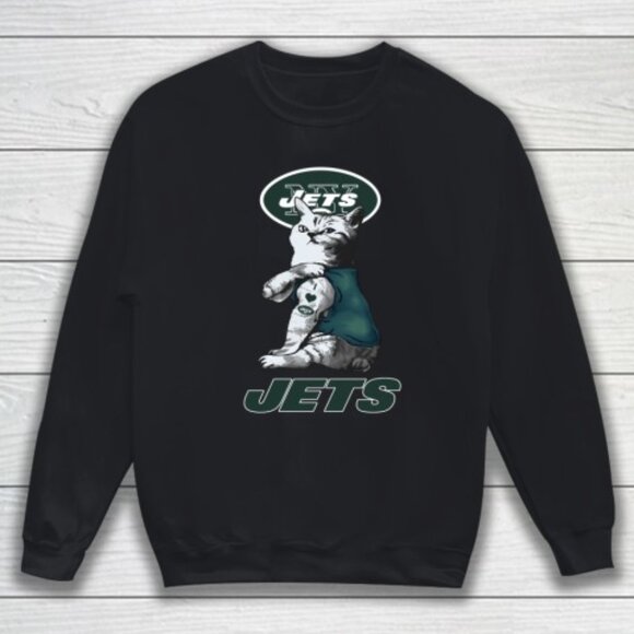 NFL Football My Cat Loves New York Jets Sweatshirt Fan Gift Unisex Apparel 91 - Picture 1 of 5